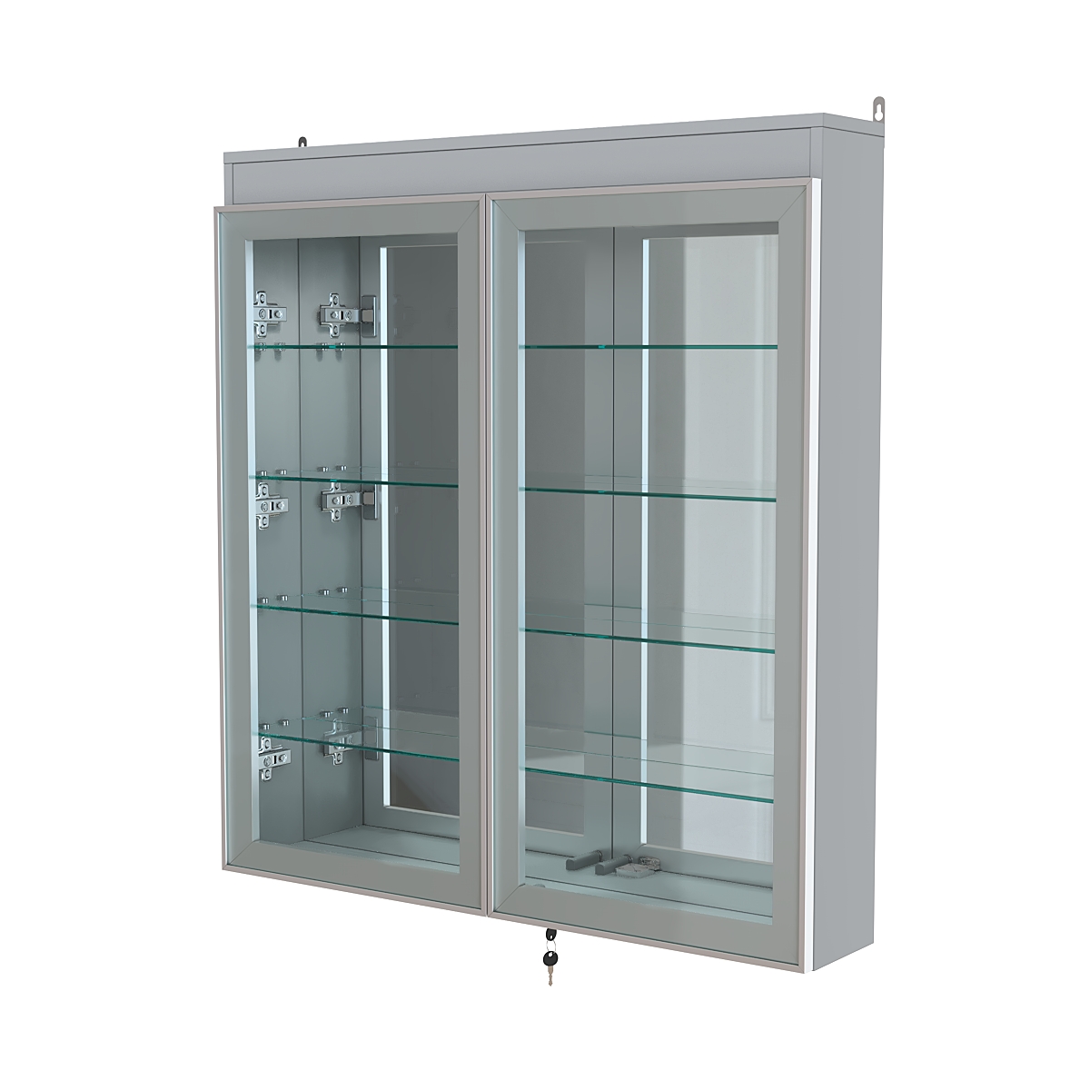 Витрина настенная №4-4А зеркальная с подсветкой серии Collecto Серый