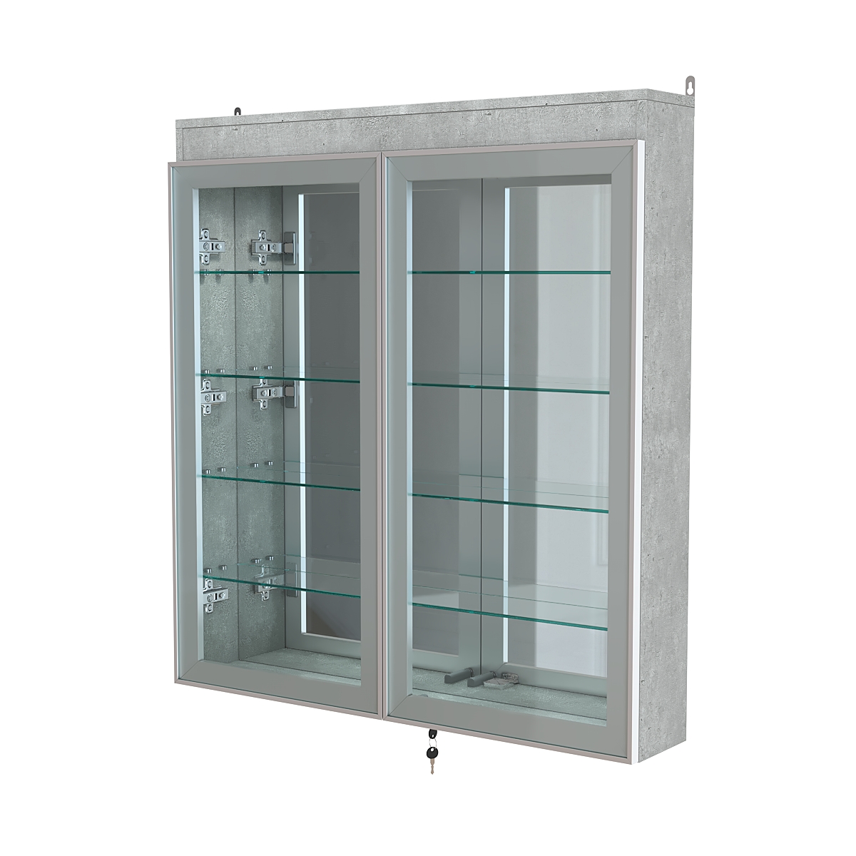 Витрина настенная №4-4А зеркальная с подсветкой серии Collecto Метрополитан Грей