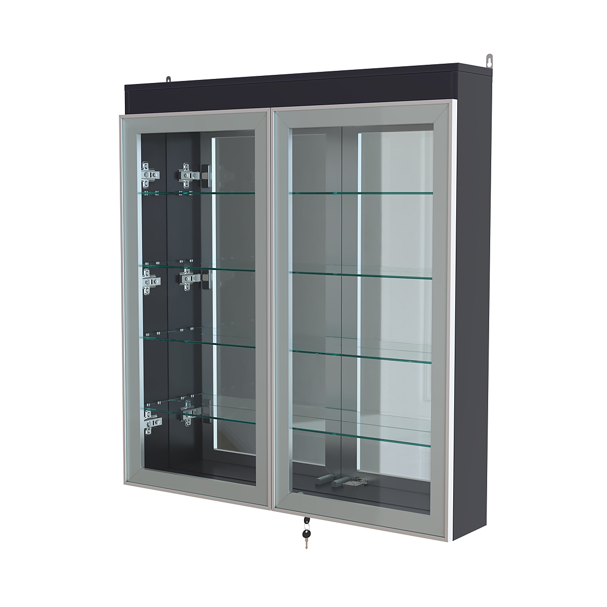 Витрина настенная №4-4А зеркальная с подсветкой серии Collecto Антрацит