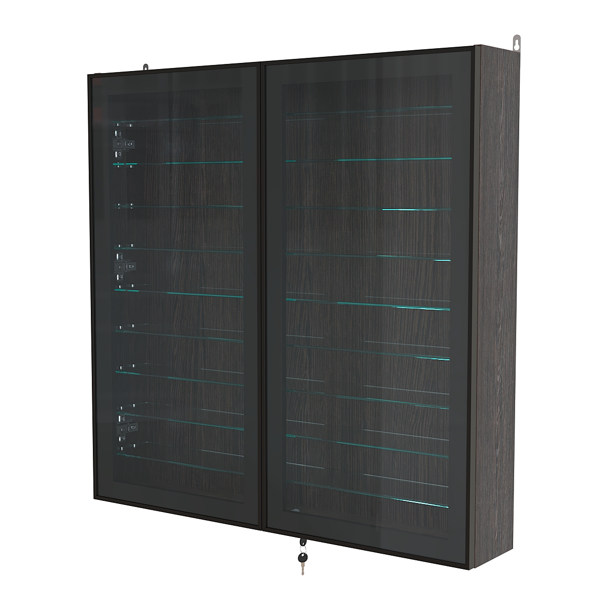 Витрина настенная №4-5А с девятью прозрачными полками серии Collecto Дуб Венге