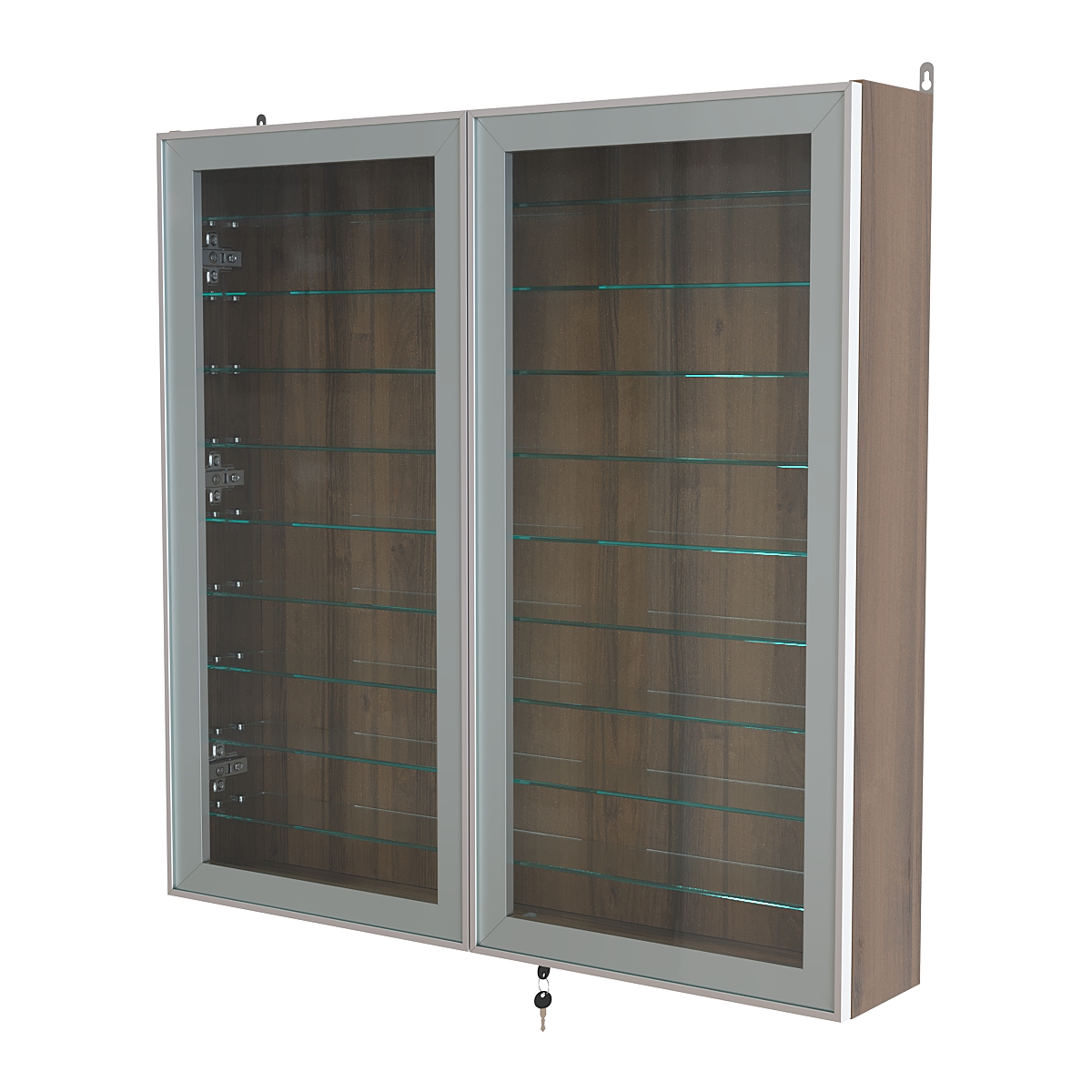 Витрина настенная №4-5А с девятью прозрачными полками серии Collecto Орех