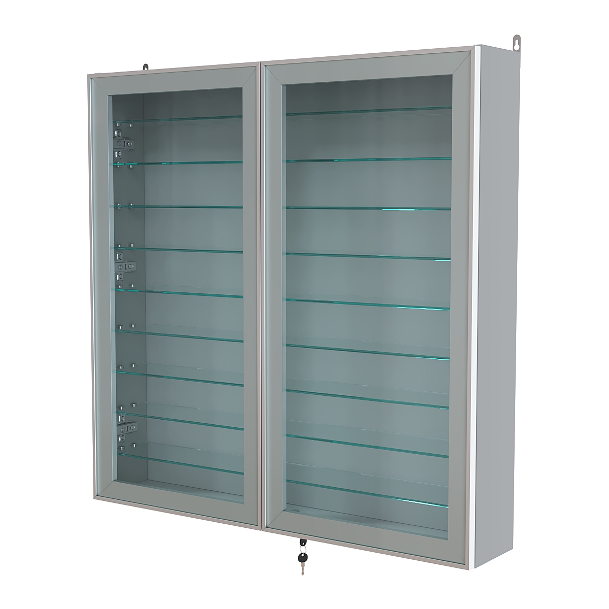 Витрина настенная №4-5А с девятью прозрачными полками серии Collecto Серый