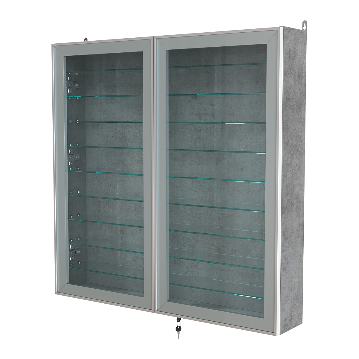 Витрина настенная №4-5А с девятью прозрачными полками серии Collecto Бетон Чикаго светло-серый F186 ST9