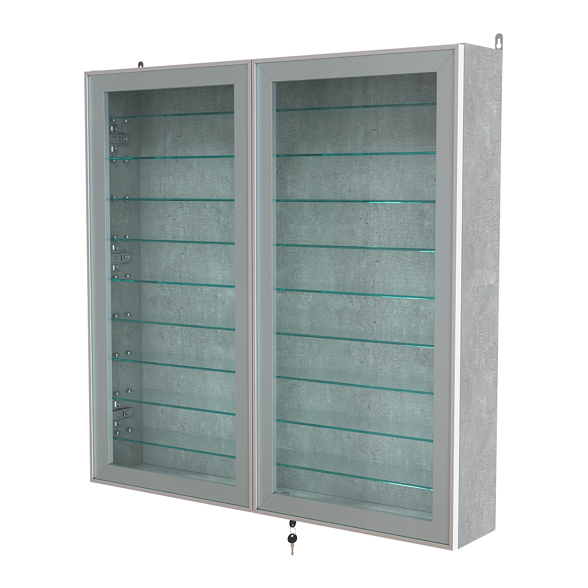 Витрина настенная №4-5А с девятью прозрачными полками серии Collecto Метрополитан Грей