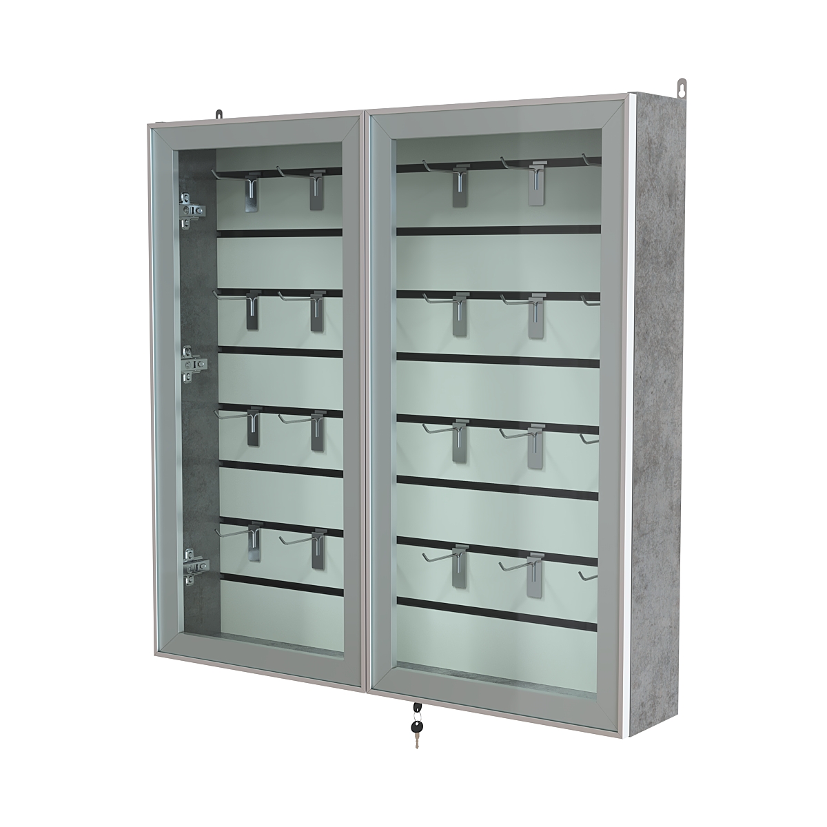 Витрина настенная №4-1Б закрытая с экономпанелью серии Collecto Бетон Чикаго светло-серый F186 ST9