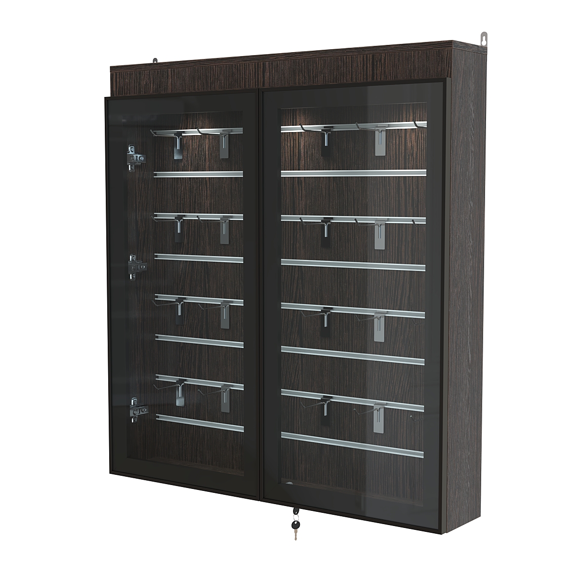 Витрина настенная №4-2Б закрытая с экономпанелью и фризом серии Collecto Дуб Венге