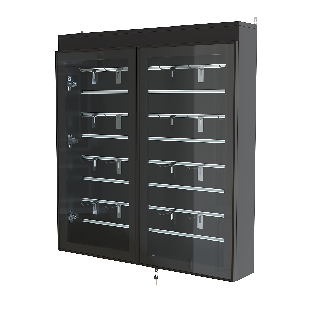 Витрина настенная №4-2Б закрытая с экономпанелью и фризом серии Collecto Черный