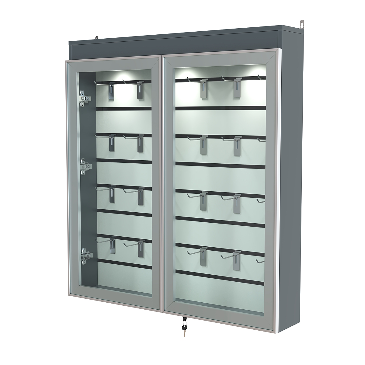 Витрина настенная №4-2Б закрытая с экономпанелью и фризом серии Collecto Темно-Серый