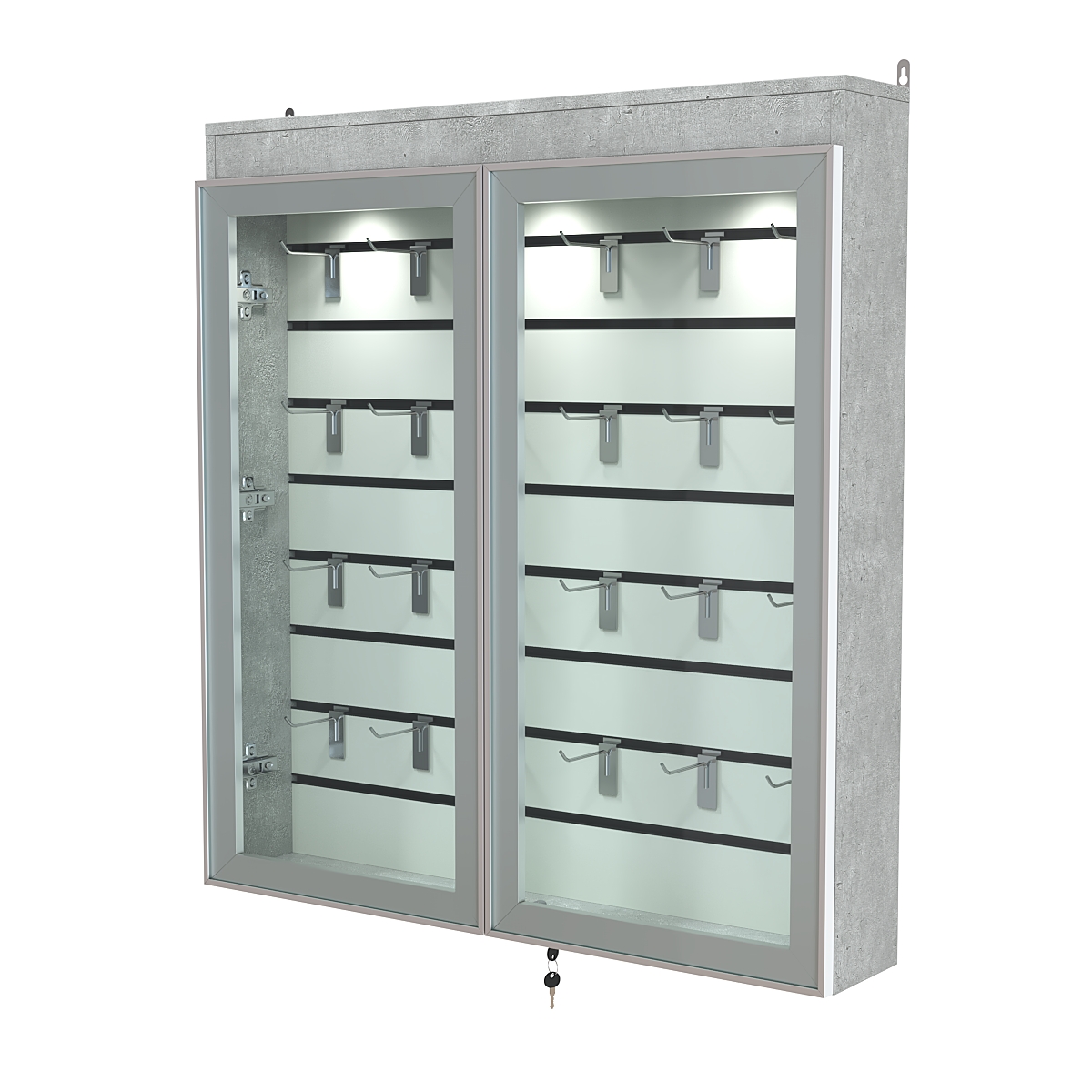 Витрина настенная №4-2Б закрытая с экономпанелью и фризом серии Collecto Метрополитан Грей