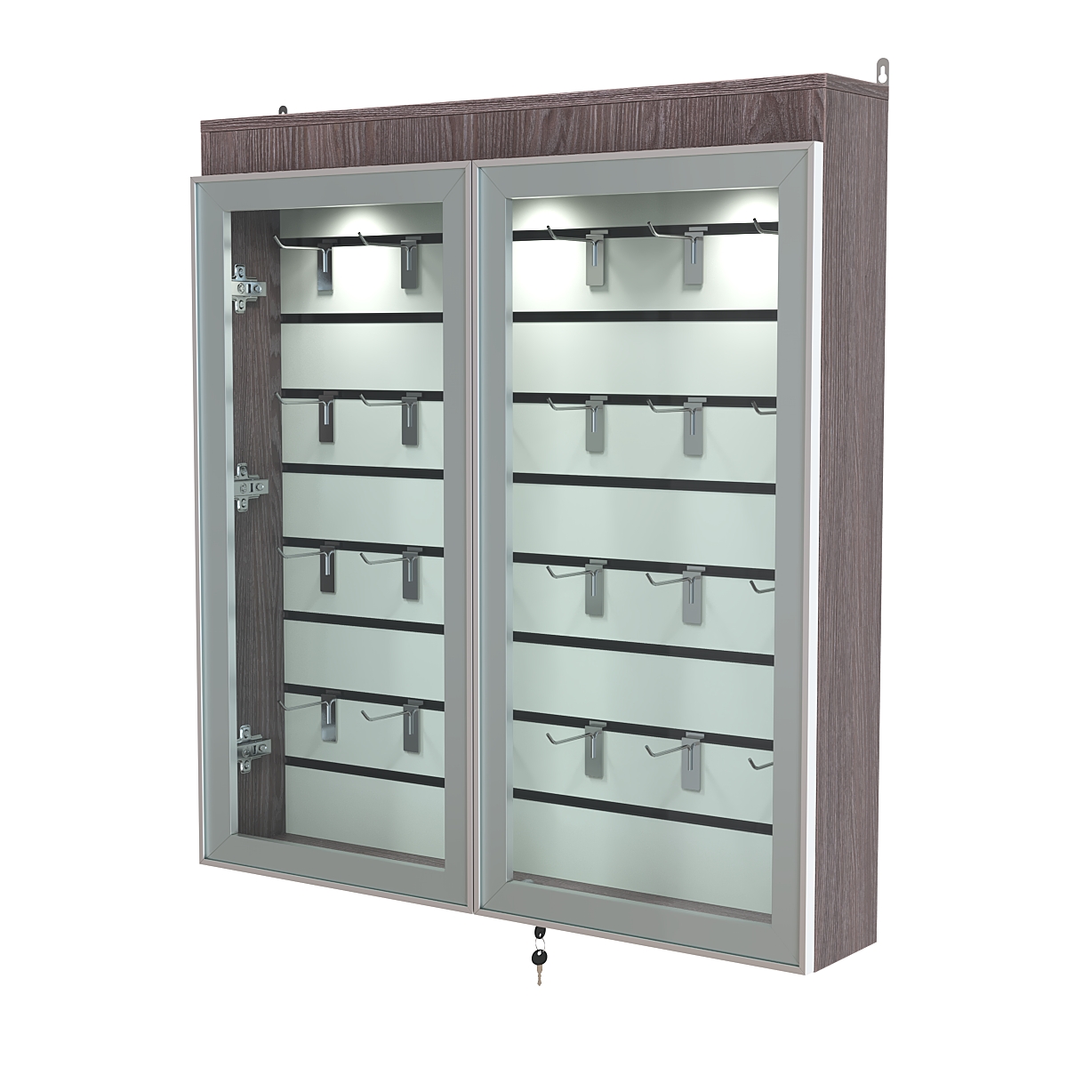 Витрина настенная №4-2Б закрытая с экономпанелью и фризом серии Collecto Ясень Анкор темный