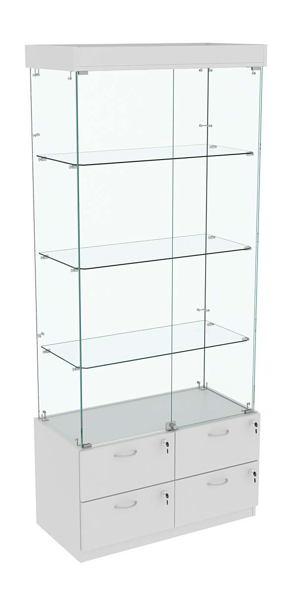 Витрина ХРУСТАЛЬ №1 прямоугольная (задняя стенка - стекло) Серый