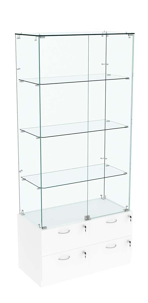 Витрина ХРУСТАЛЬ №5 прямоугольная (задняя стенка - стекло) Белый