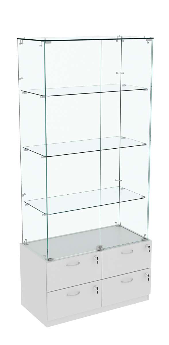Витрина ХРУСТАЛЬ №5 прямоугольная (задняя стенка - стекло) Серый