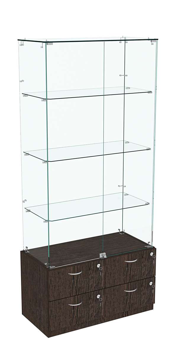 Витрина ХРУСТАЛЬ №5 прямоугольная (задняя стенка - стекло) Дуб Венге