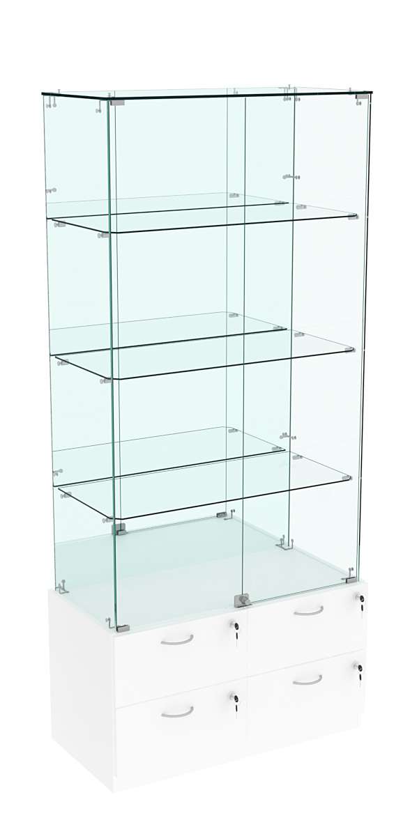 Витрина ХРУСТАЛЬ №7 прямоугольная (задняя стенка - зеркало) Белый