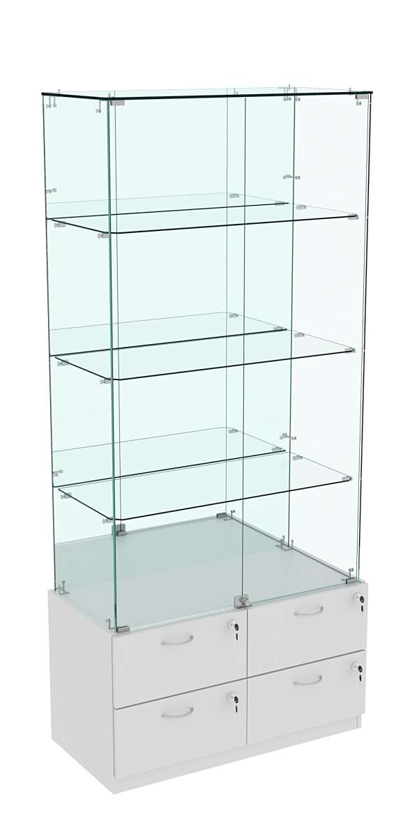 Витрина ХРУСТАЛЬ №7 прямоугольная (задняя стенка - зеркало) Серый