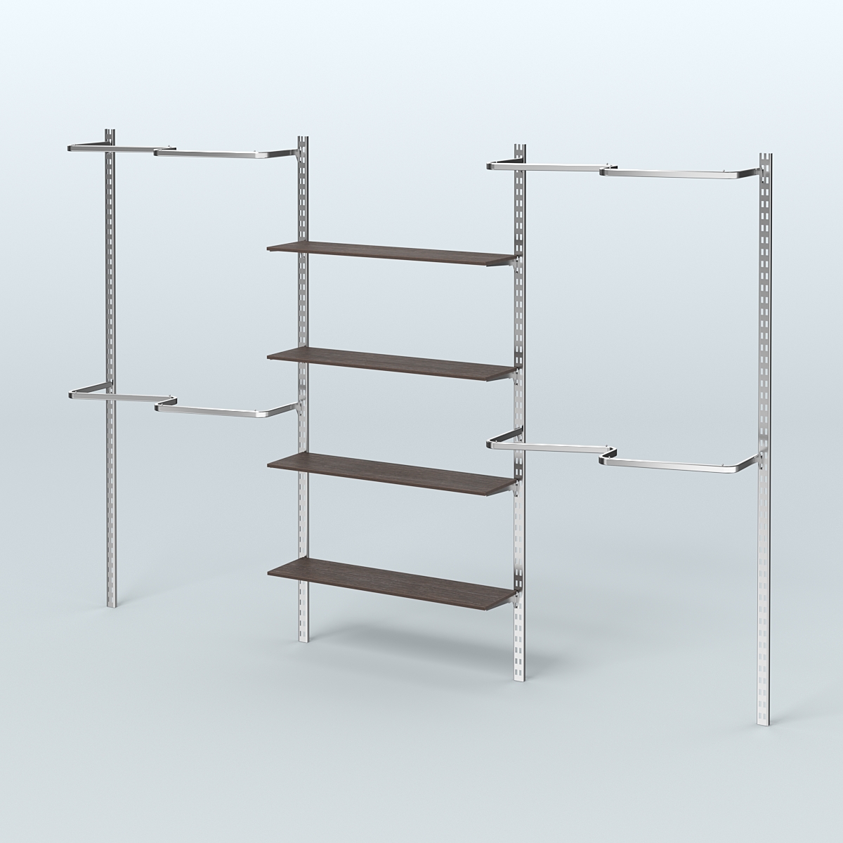 Система ГЛОБАЛ с полками из ДСП в центре и М-образными поручнями №9 (3600 мм) Дуб Венге