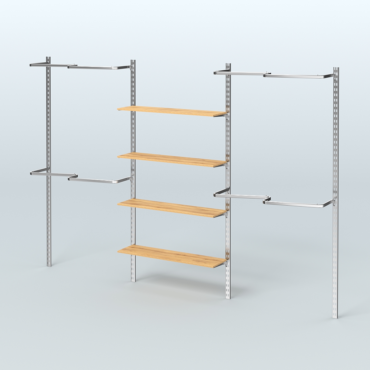 Система ГЛОБАЛ с полками из ДСП в центре и М-образными поручнями №9 (3600 мм) Дуб Золотистый