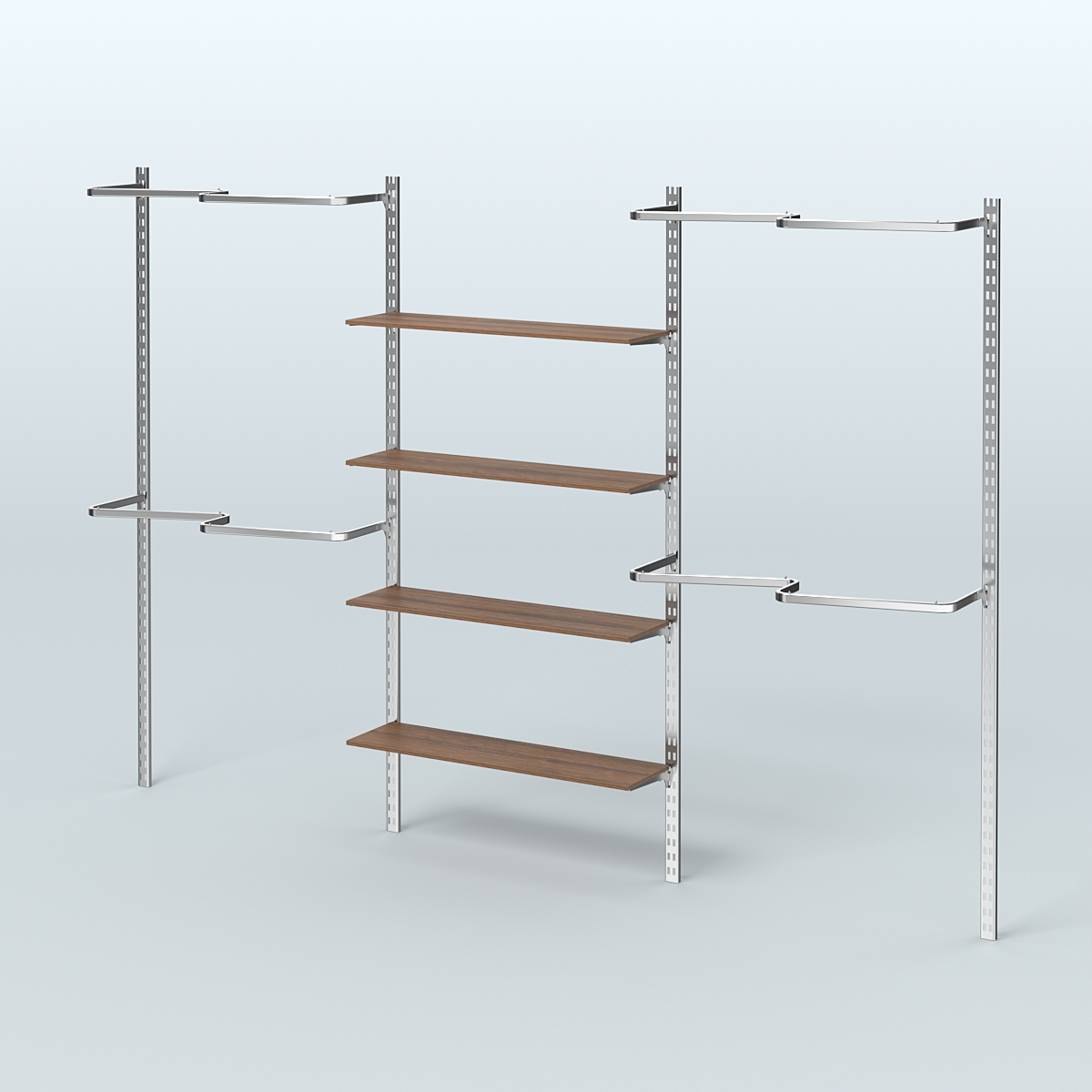 Система ГЛОБАЛ с полками из ДСП в центре и М-образными поручнями №9 (3600 мм) Орех