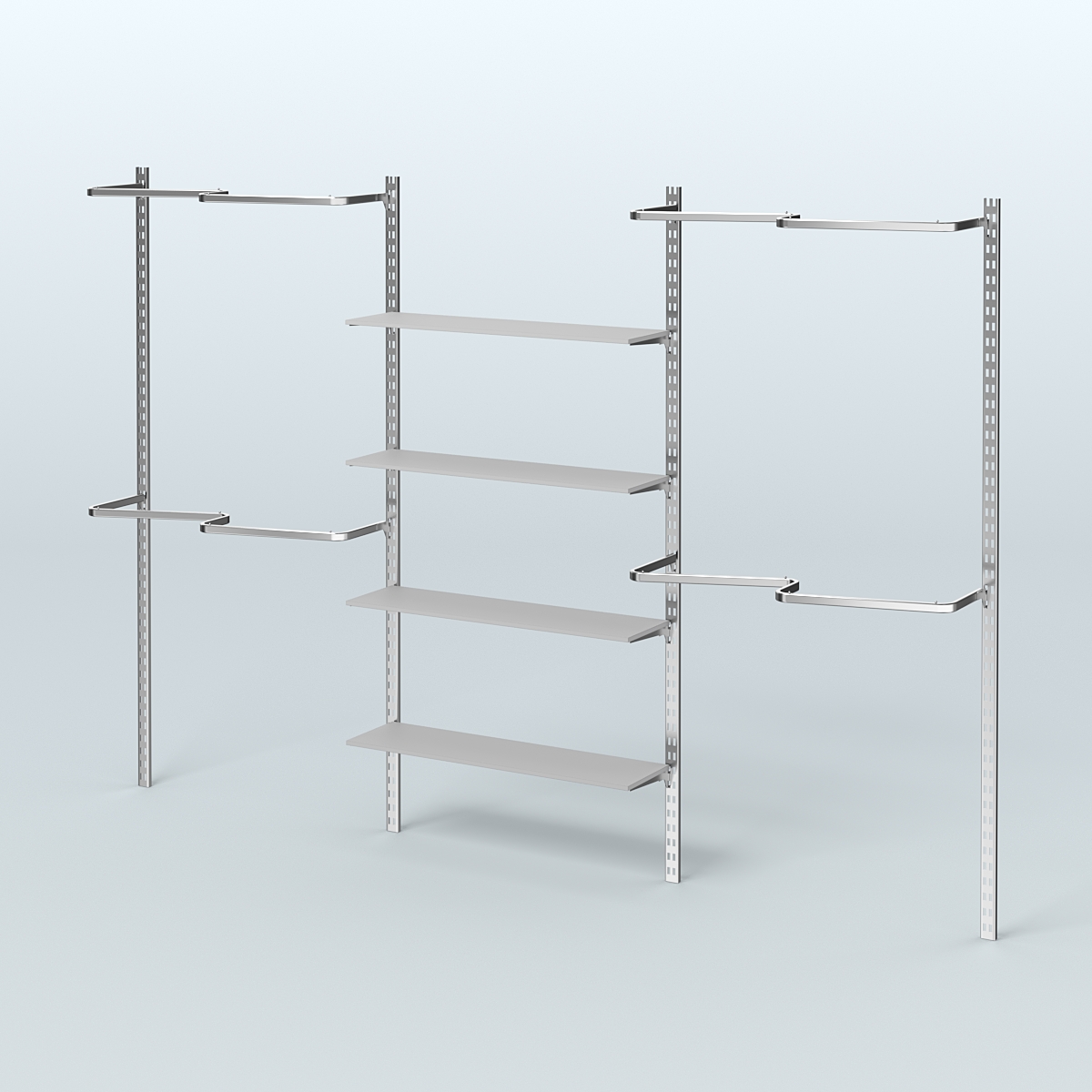 Система ГЛОБАЛ с полками из ДСП в центре и М-образными поручнями №9 (3600 мм) Серый