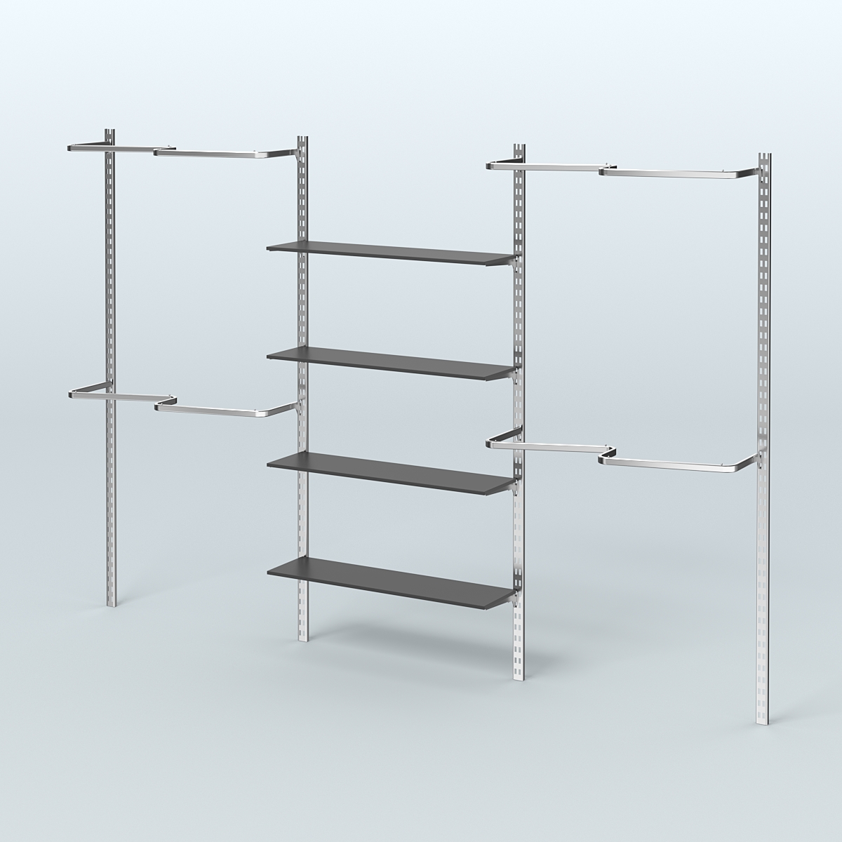 Система ГЛОБАЛ с полками из ДСП в центре и М-образными поручнями №9 (3600 мм) Черный