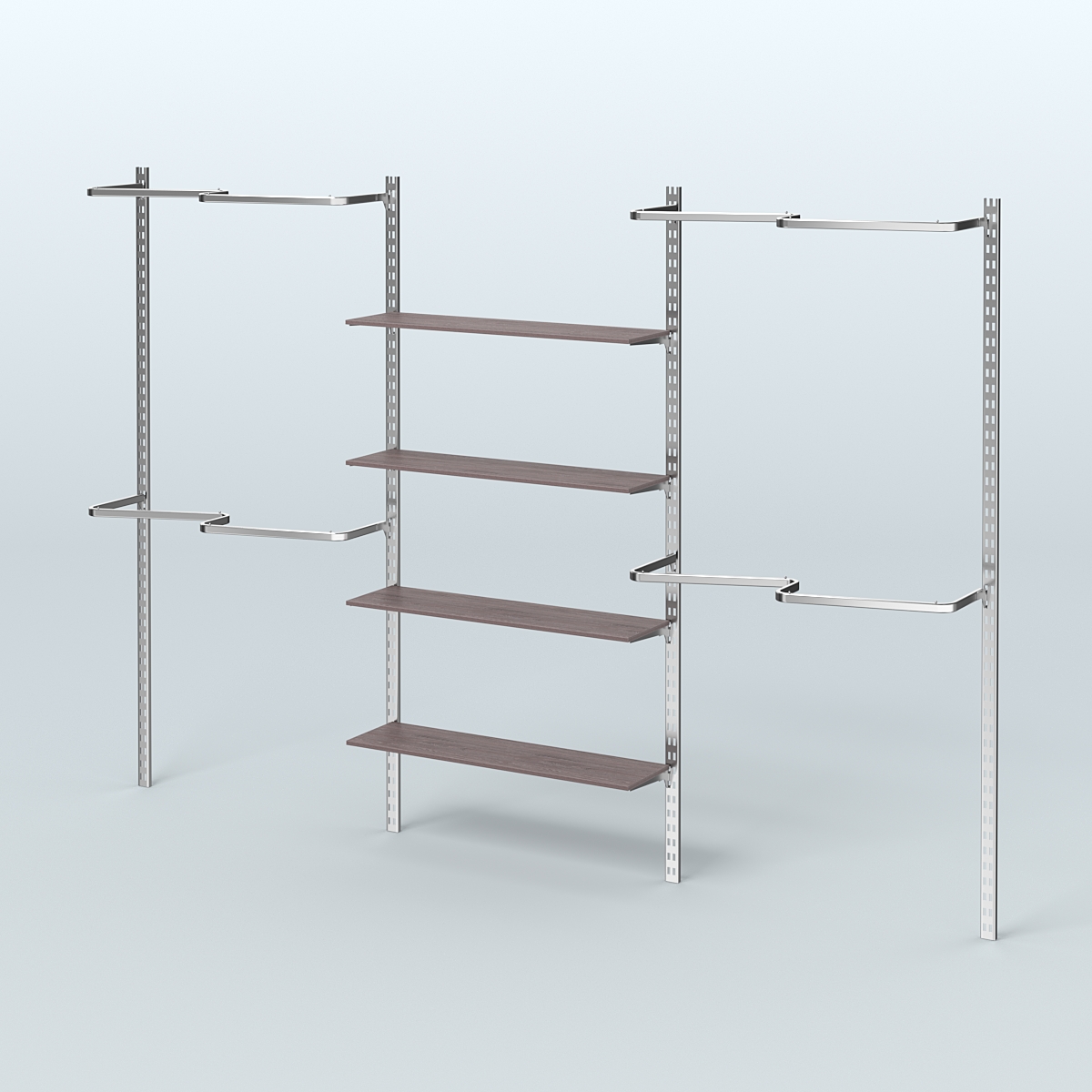 Система ГЛОБАЛ с полками из ДСП в центре и М-образными поручнями №9 (3600 мм) Ясень Анкор темный