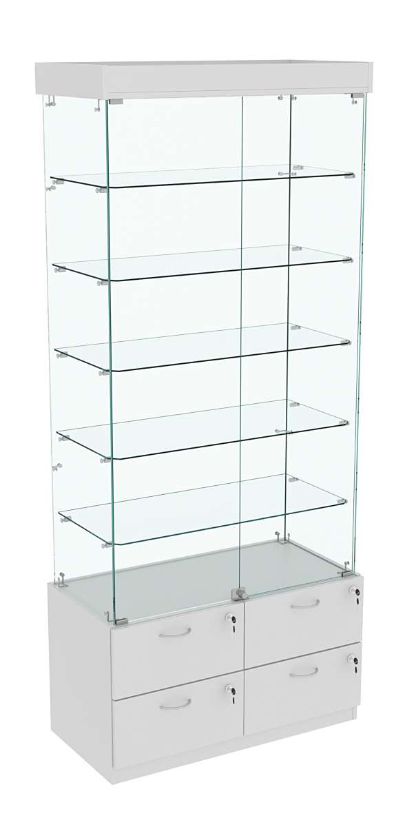Витрина ХРУСТАЛЬ №501 прямоугольная (задняя стенка - стекло) Серый