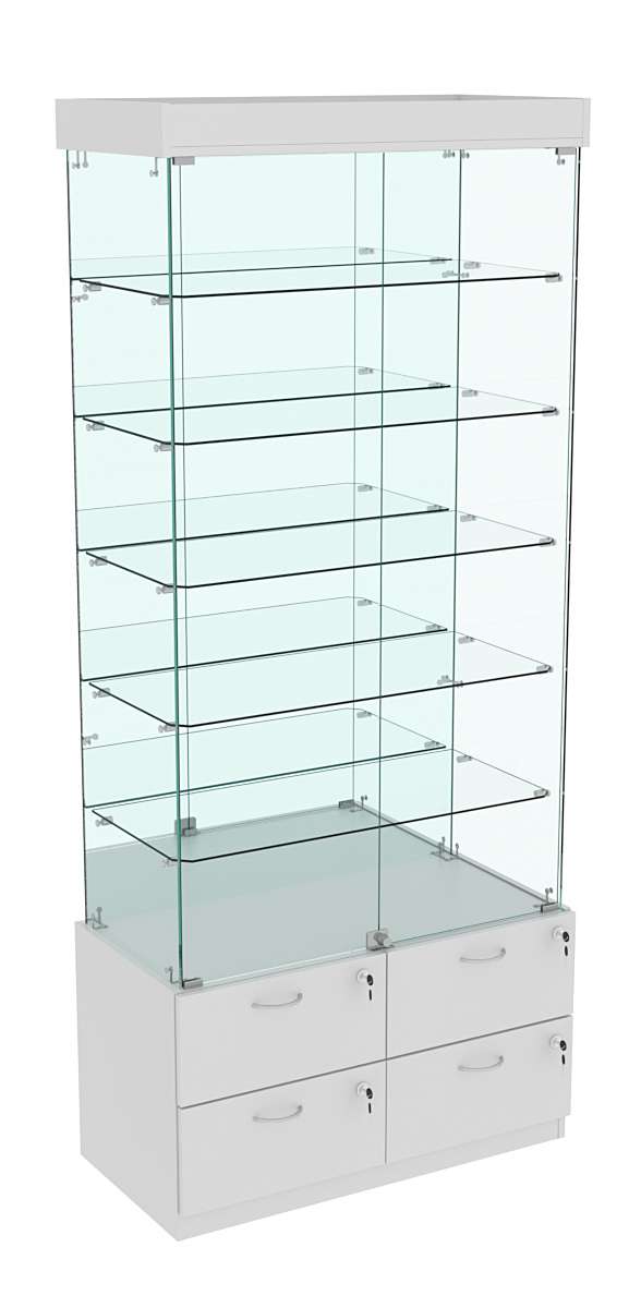 Витрина ХРУСТАЛЬ №503 прямоугольная (задняя стенка - зеркало) Серый