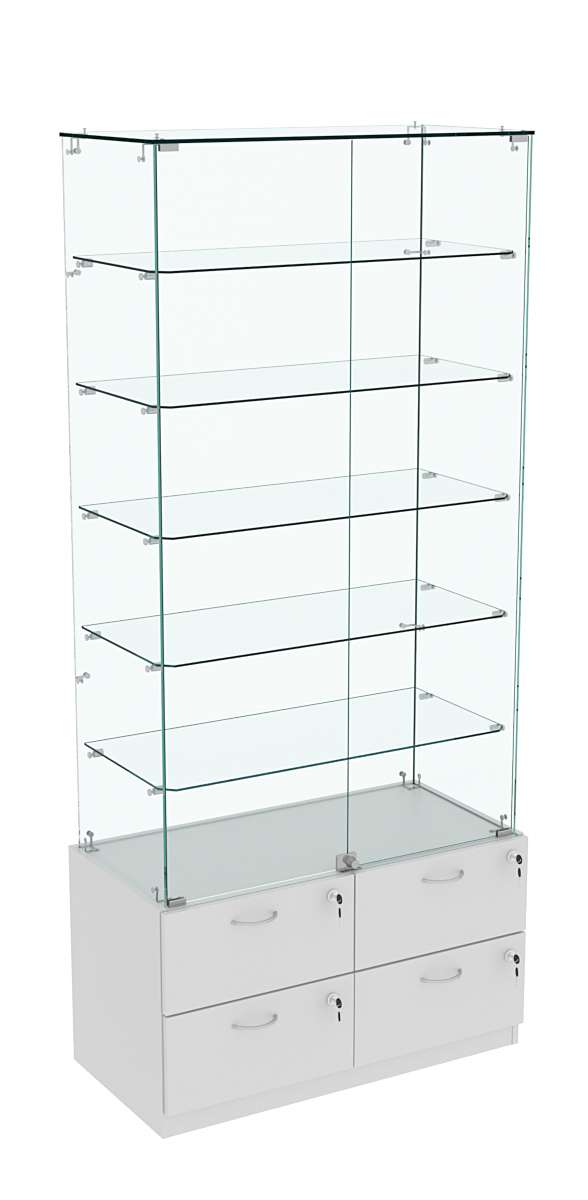 Витрина ХРУСТАЛЬ №505 прямоугольная (задняя стенка - стекло) Серый