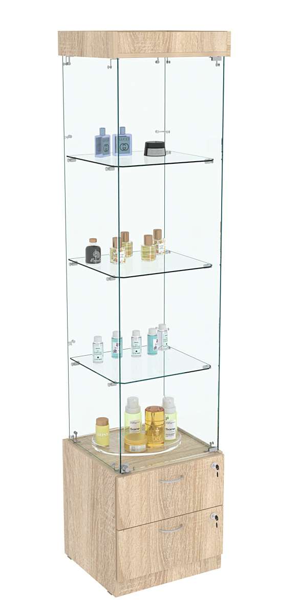 Витрина ХРУСТАЛЬ №2 стаканчик (задняя стенка - стекло) Дуб сонома