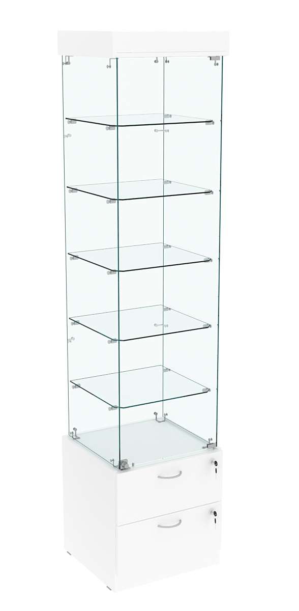 Витрина ХРУСТАЛЬ №502 стаканчик (задняя стенка - стекло) Белый