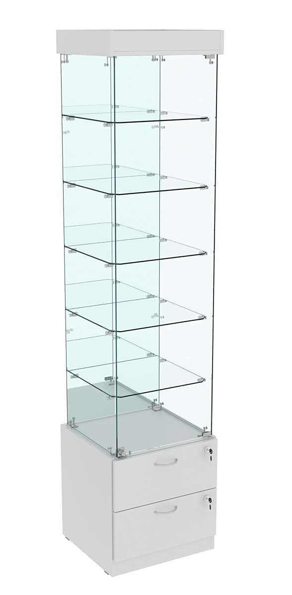 Витрина ХРУСТАЛЬ №504 стаканчик (задняя стенка - зеркало) Серый