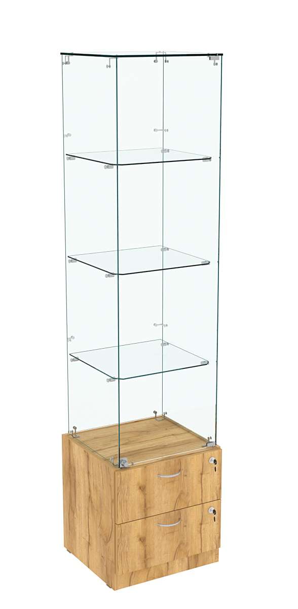 Витрина ХРУСТАЛЬ №6 стаканчик (задняя стенка - стекло) Дуб Золотистый