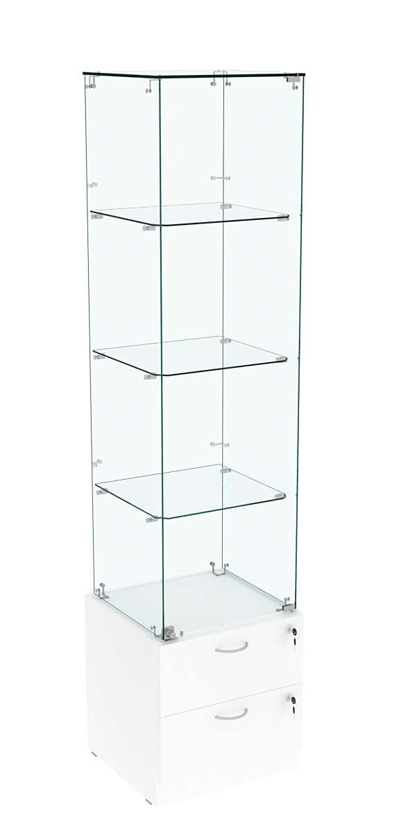 Витрина ХРУСТАЛЬ №6 стаканчик (задняя стенка - стекло) Белый