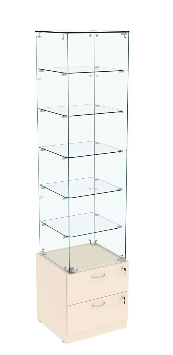 Витрина ХРУСТАЛЬ №506 стаканчик (задняя стенка - стекло) Крем Вайс