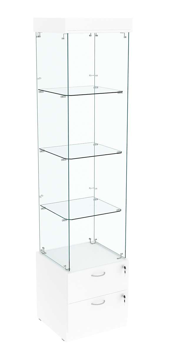 Витрина ХРУСТАЛЬ №102 стаканчик (З/C - стекло), без дверей Белый