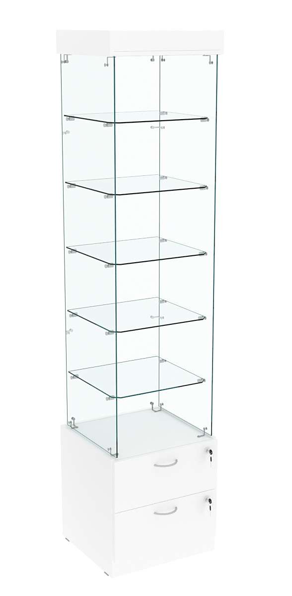 Витрина ХРУСТАЛЬ №602 стаканчик (З/C - стекло), без дверей Белый