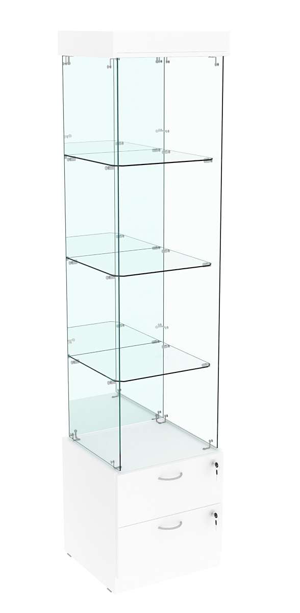 Витрина ХРУСТАЛЬ №104 стаканчик (З/C - зеркало), без дверей Белый