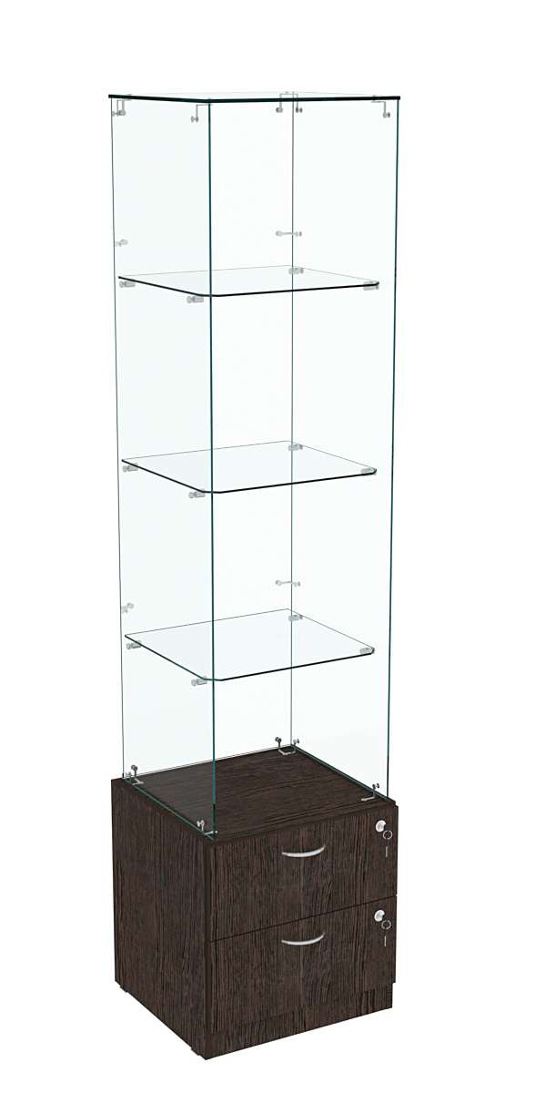 Витрина ХРУСТАЛЬ №106 стаканчик (З/C - стекло), без дверей Дуб Венге