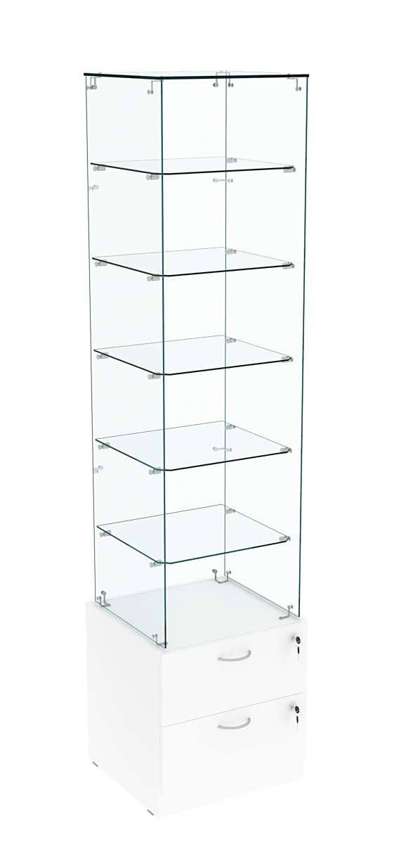 Витрина ХРУСТАЛЬ №606 стаканчик (З/C - стекло), без дверей Белый