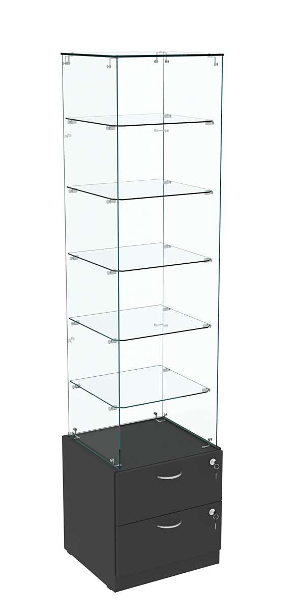 Витрина ХРУСТАЛЬ №606 стаканчик (З/C - стекло), без дверей Черный