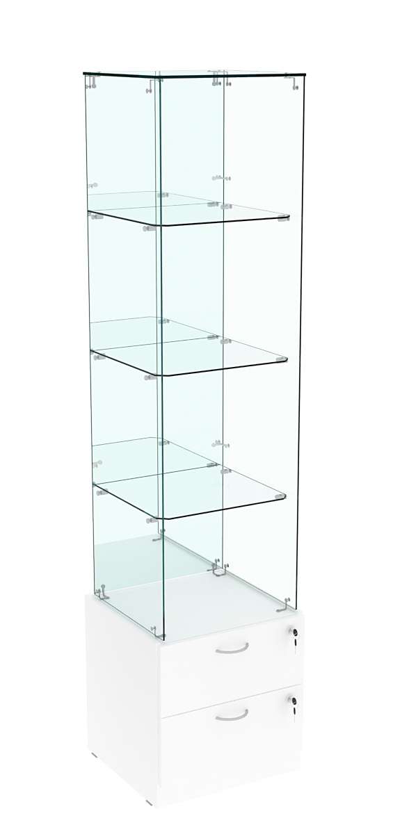 Витрина ХРУСТАЛЬ №108 стаканчик (З/C - зеркало), без дверей Белый