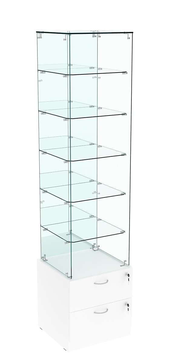 Витрина ХРУСТАЛЬ №608 стаканчик (З/C - зеркало), без дверей Белый