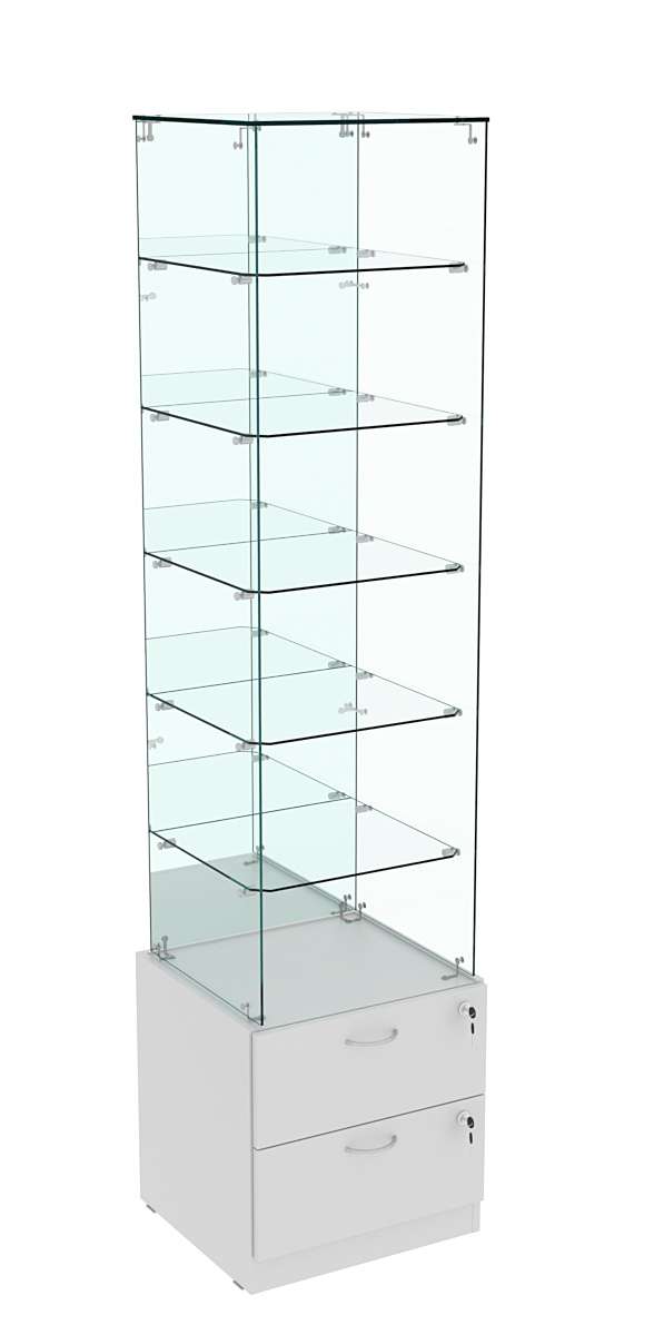 Витрина ХРУСТАЛЬ №608 стаканчик (З/C - зеркало), без дверей Серый