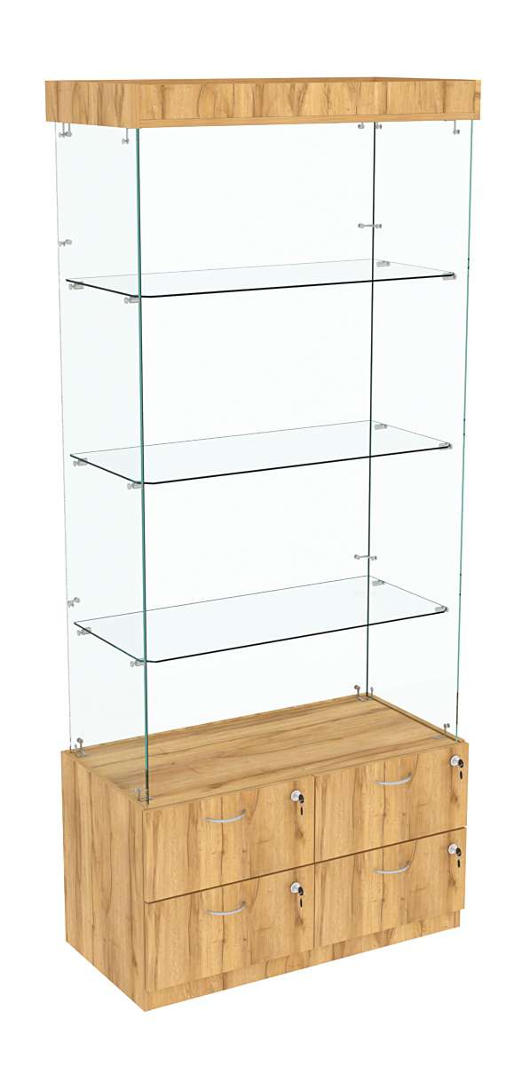 Витрина ХРУСТАЛЬ №101 прямоугольная (задняя стенка - стекло) Дуб Золотистый