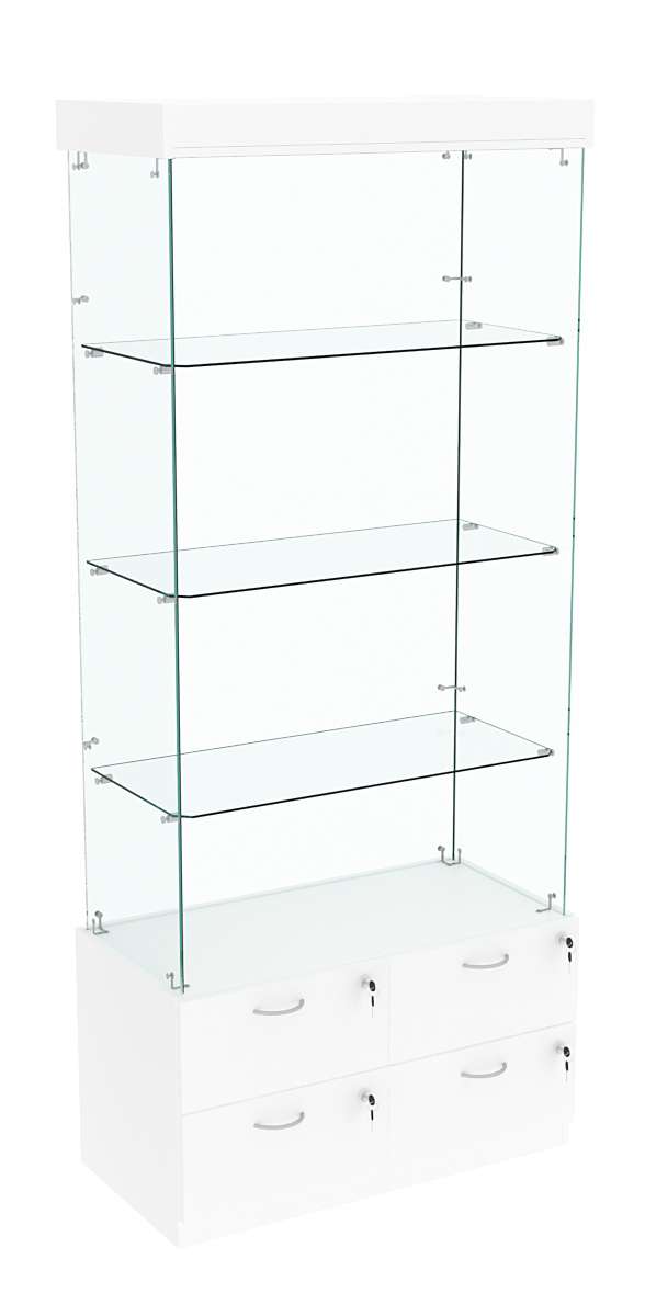 Витрина ХРУСТАЛЬ №101 прямоугольная (задняя стенка - стекло) Белый