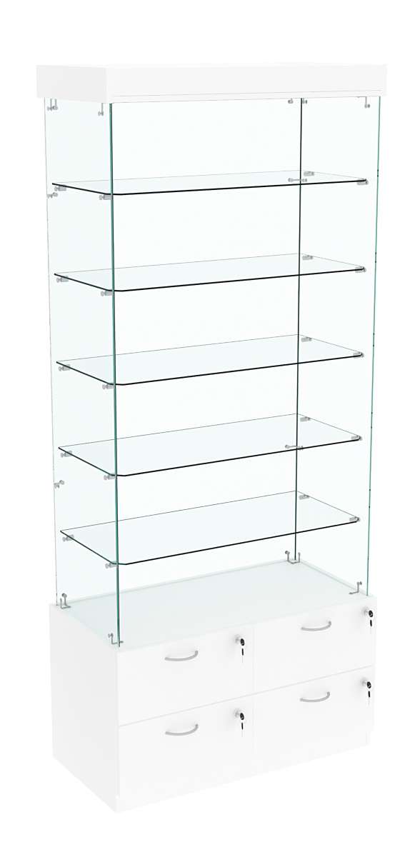 Витрина ХРУСТАЛЬ №601 прямоугольная (задняя стенка - стекло) Белый