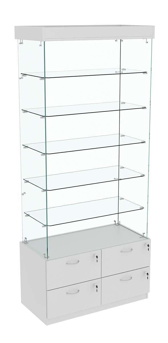 Витрина ХРУСТАЛЬ №601 прямоугольная (задняя стенка - стекло) Серый