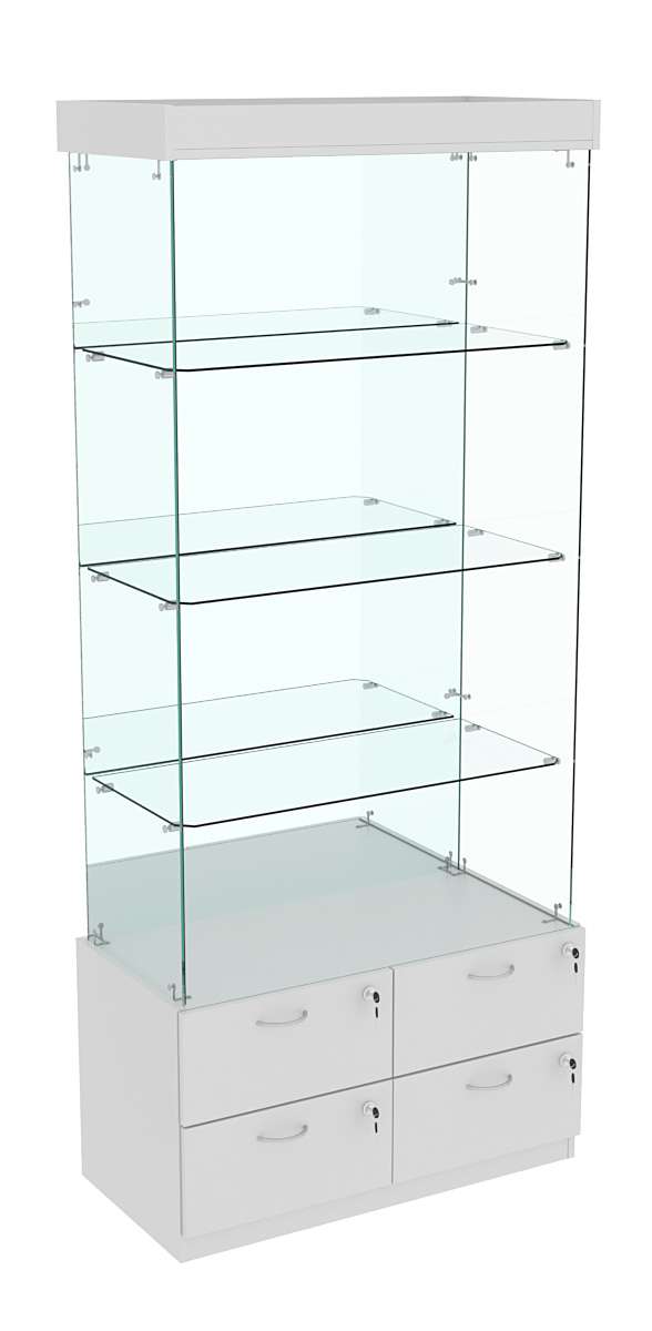 Витрина ХРУСТАЛЬ №103 прямоугольная (задняя стенка - зеркало) Серый