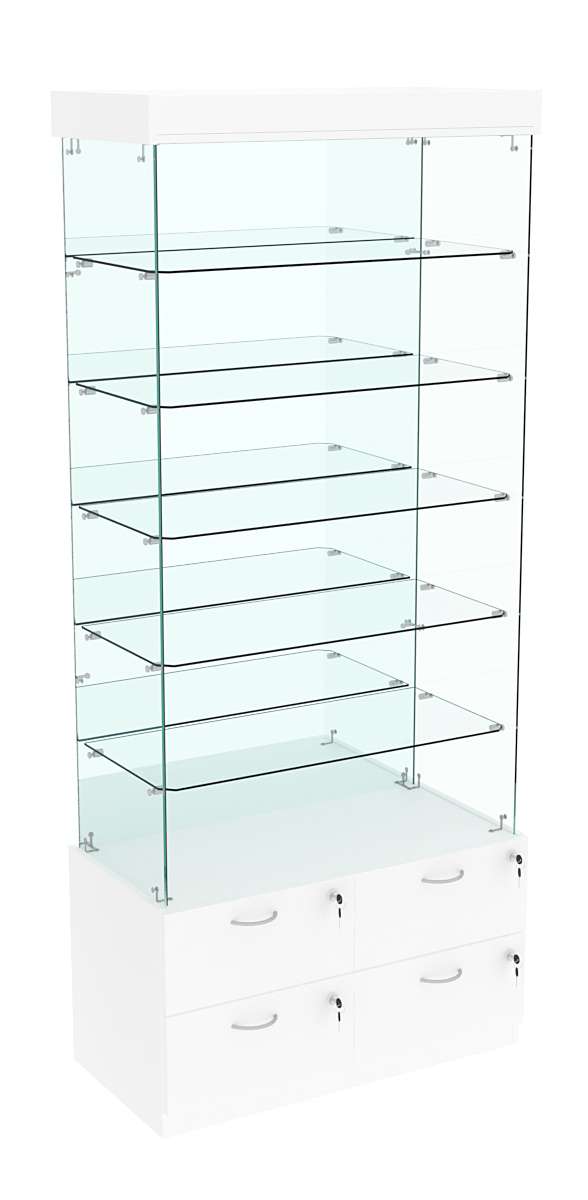 Витрина ХРУСТАЛЬ №603 прямоугольная (задняя стенка - зеркало) Белый